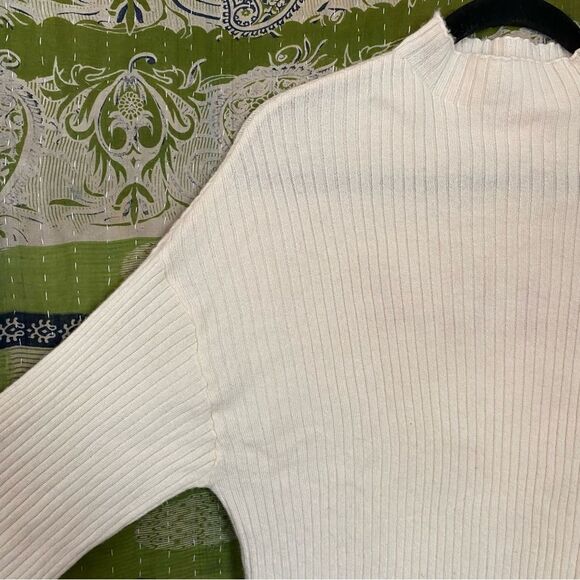 Spiritual Gangster Ivory Dreamer Merino Wool/ Cashmere Mock Neck Sweater Size S - Picture 8 of 15